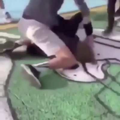 Wrestler slams guy on concrete