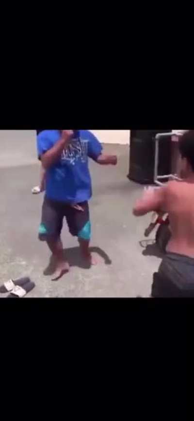 Shirtless kid tryna act big