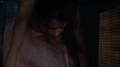 Scene from A Cinderella Story: If the Shoe Fits, showing cleavage.