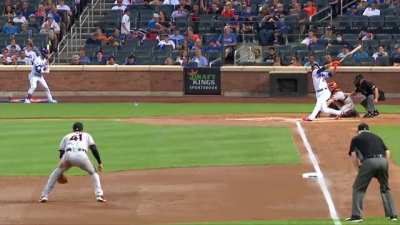 Javier Baez swings a little early.