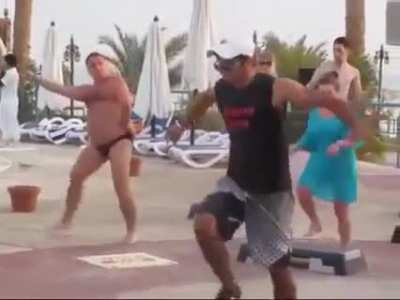 Fat guy tries to work out