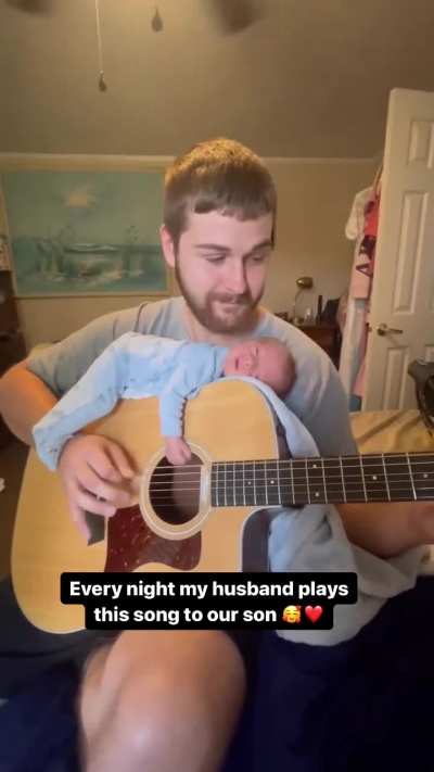 Playing some tunes for the baby