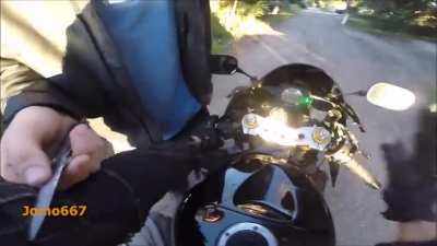 Riding on the motorcycle