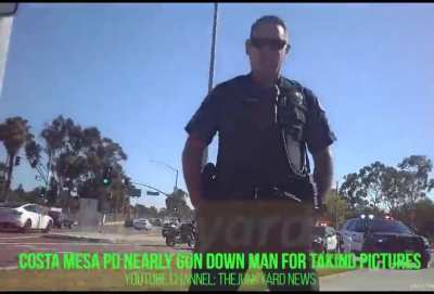 Costa Mesa PD nearly gun-down a man who was taking pictures while (legally) carrying his taser