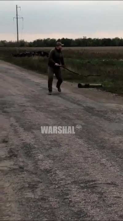 Ukrainian Soldier Attempts to Pickup a Booby Trapped Russian ATGM. No Date/Location given