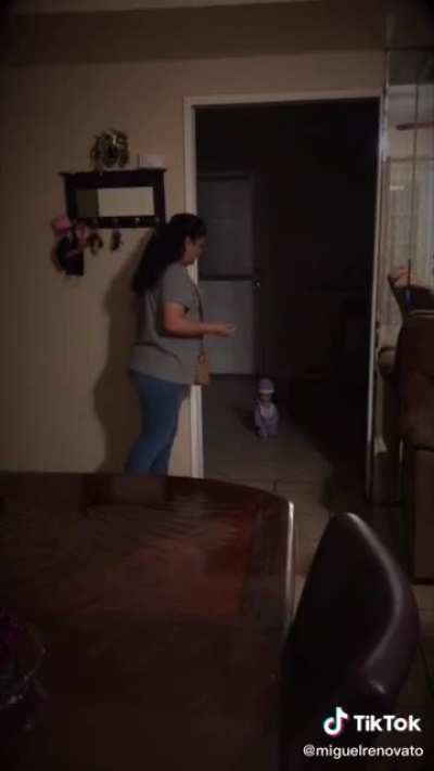 Scaring his own mother