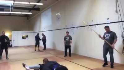 When you're in a sword fight but those wrestling instincts take over