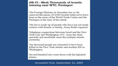 Thousands of Israeli’s tipped off about 9/11, told to avoid flights and the World Trade Center