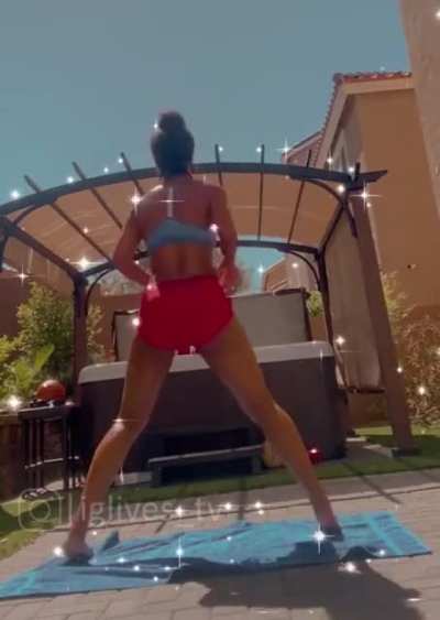 Bent over