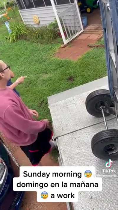 Dude wearing crocs with socks gets upset at Lowes delivery driver