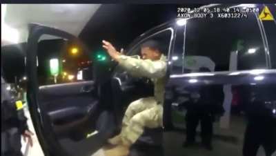 [FOLLOW UP] Watch how these American cops treat this black active-duty soldier. “I’m afraid to get out.“ Police officer: “Yeah, you should be.“ POV from 2nd Police Officer Bodycam.
