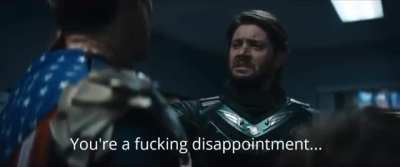 Soldier Boy saying 'You're a f**king disappointment...' to Homelander
