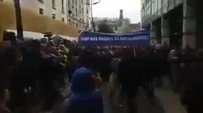 Muslim blocked roads and started Namaz. Then, Paris citizens started singing France national anthem