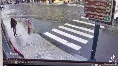 Idiot fighting a scooter