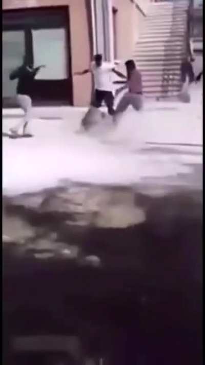 The guy in black was like: shit im out