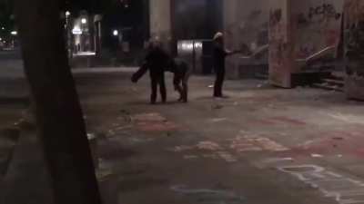 Protesters in Portland Throwing Fireworks but one exploded when rioter failed to throw it FAIL