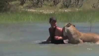 Lion stalks man in Tanzania: The endgame