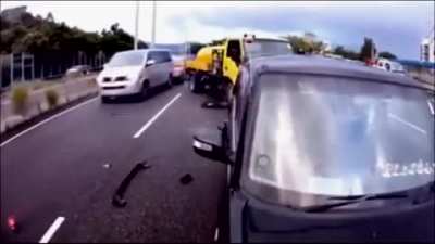 Idiot causes multiple Accidents.
