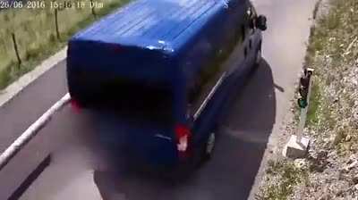 WCGW driving over a pole
