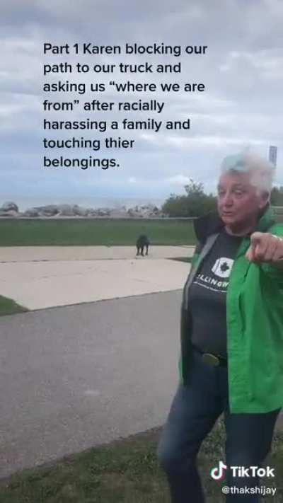 Canadian Karen freaking out over being recorded after being racist to park visitors