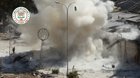 FSA fighters use an improvised cannon to lob explosive shells at an SAA road block - Aleppo - 7/5/2014