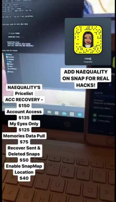 Add naequality on Snapchat to order account hacks for social media , account access, account recovery, my eyes only & more! Link in comments below 👇