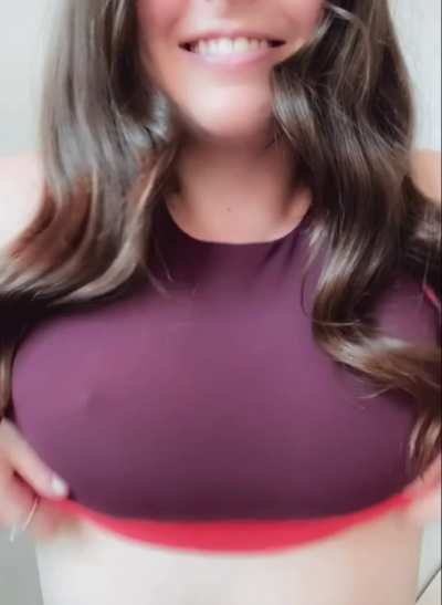 A trampoline really hates to see these tits coming….