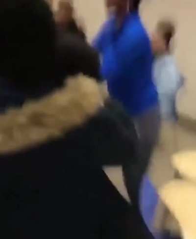 Teacher and student brawl right in the middle of class