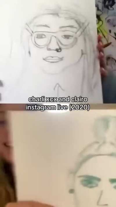 charli xcx and clairo drawing eachother on instagram live (2020)
