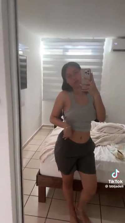 Braless grey shirt