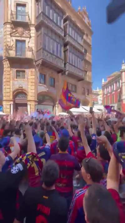 Barcelona Fans Light Up Seville before CDR Final.