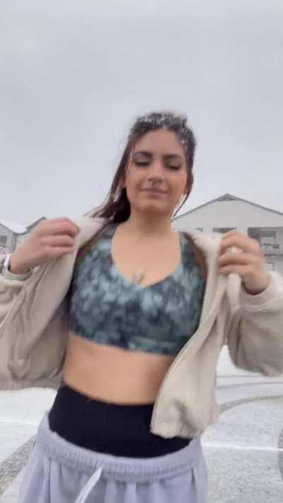 Flashing my titties in the snow!