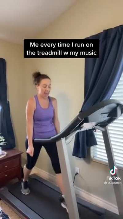 Running on the treadmill with music
