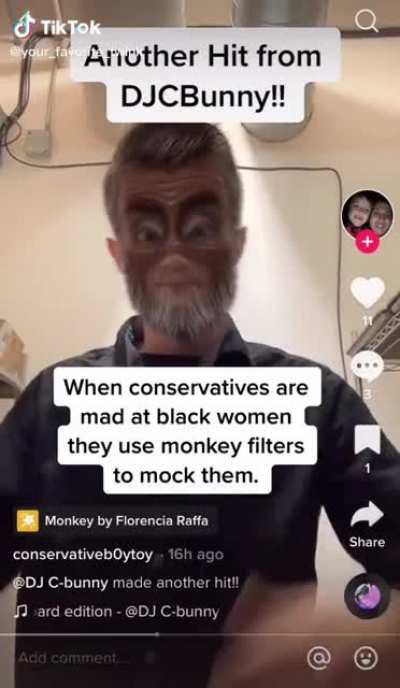 Racist man mocks black woman’s voice with monkey face!