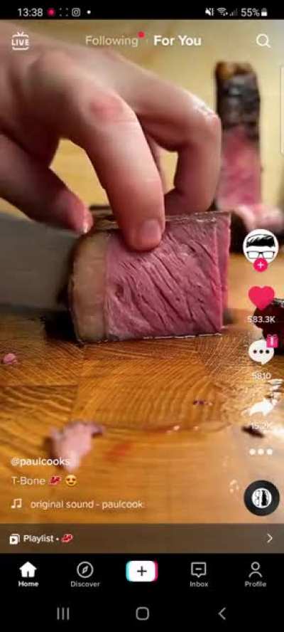 Not my video, but felt the need to share the beautiful cook on this T-Bone
