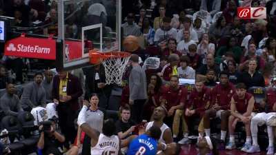 [Highlight] Isaac Okoro gets elbowed in the face, is motionless under the hoop, then is landed on by Chet Holmgren as Okoro is called for the foul on Holmgren's shot attempt
