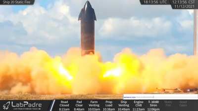 Ship 20 six engine static fire from LabPadre's Rover Cam