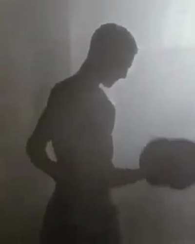 Training for his dream.