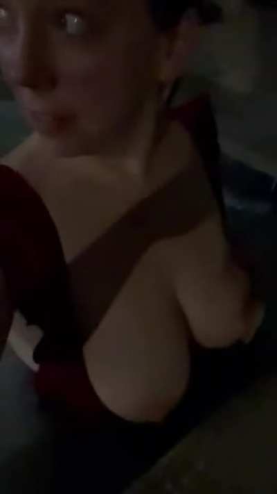 The risk of flashing in a hotel hot tub is hard to beat!