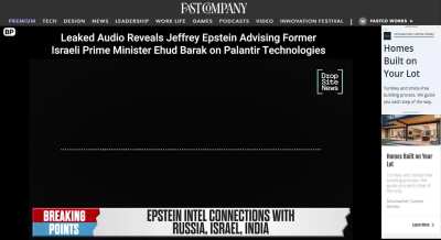 Leaked Audio Reveals Jeffrey Epstein Advising Former Israeli Prime Minister Ehud Barak on Palantir Technologies