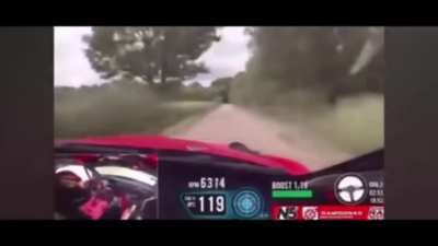 Race car close call