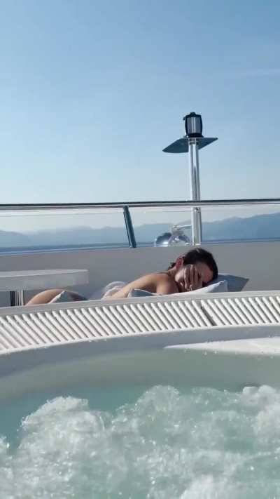 Selena sunbathing on a yacht | Benny Blanco TikTok August 2026