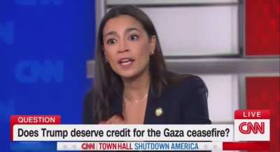 AOC: But Gaza has been flattened with American made bombs with our tax dollars, while families can't even afford to put food on the table.The United States played a role in all of this destruction to begin with…Biden did it. And Trump has been absolutely 