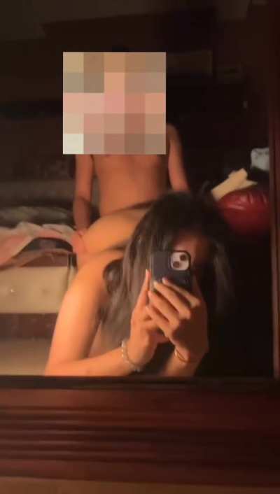 Bent my slutty gf in front of a mirror and railed her
