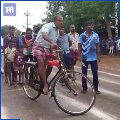 Villagers compete in bizarre event to see who can cycle slowest