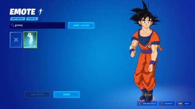 Goku doing the Griddy in Fortnite