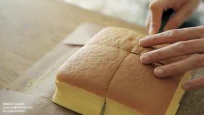 Cutting fresh cake