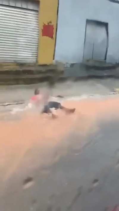 In the middle of a flood.