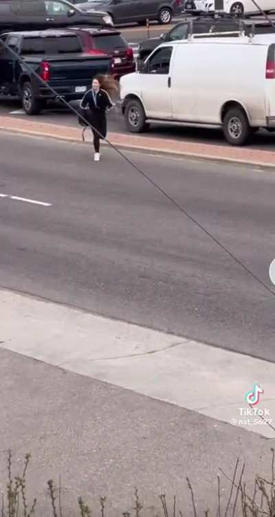 Woman flees the scene of the crime 