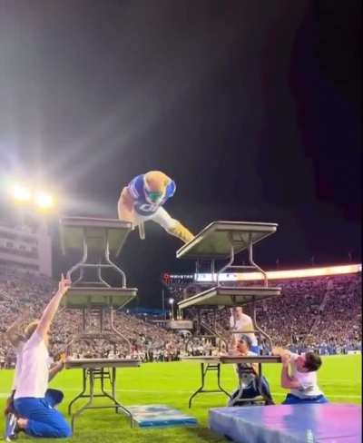 This mascot just won't give up...